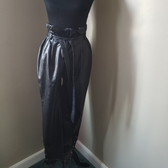 leather tie waist pants